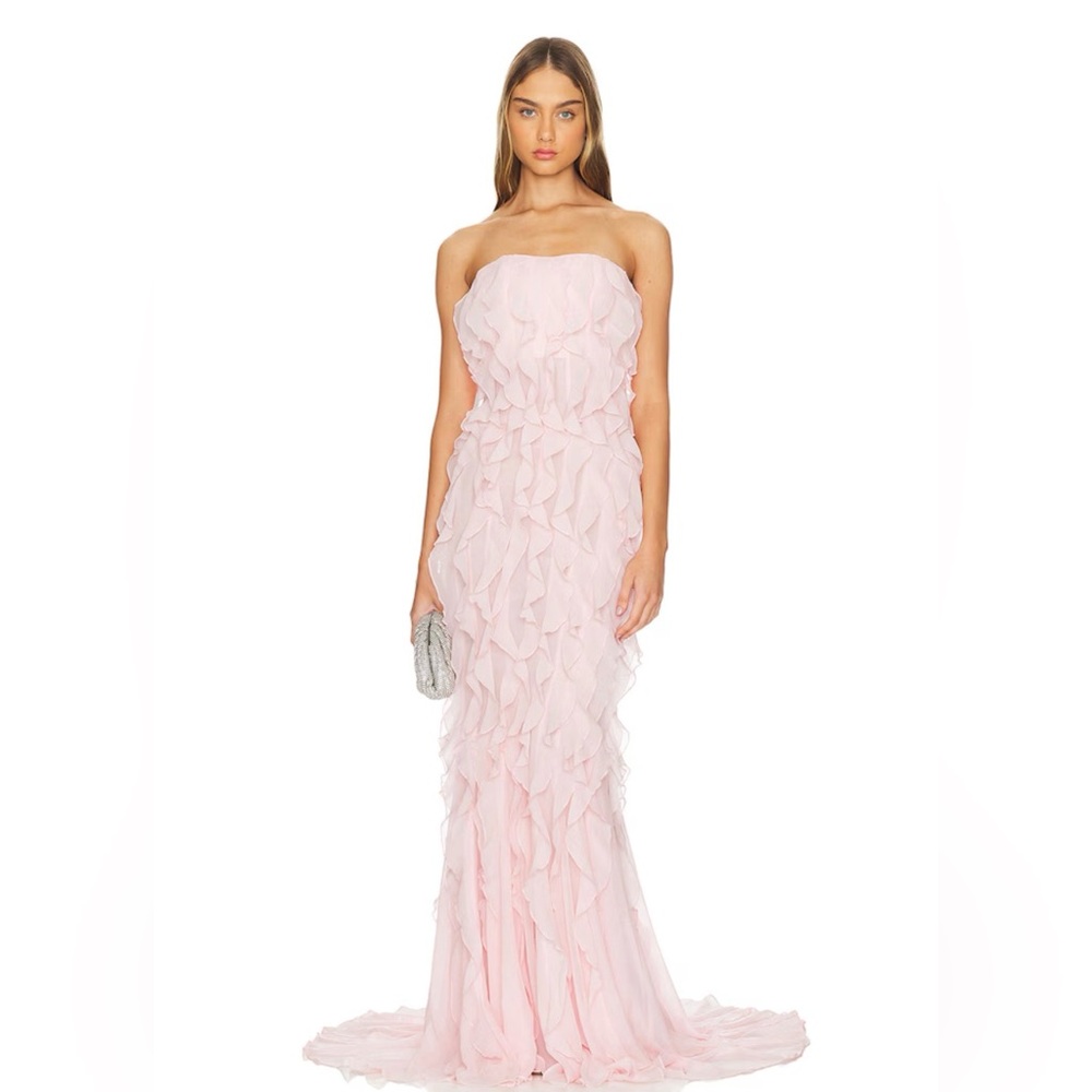 Lovers & Friends Davina Pink Ruffle Gown